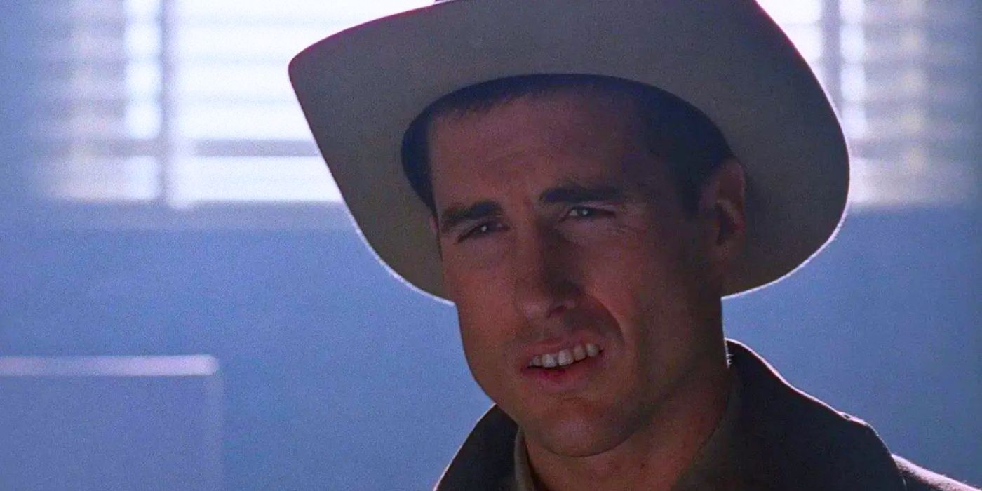 Luke Wilson as the Sheriff wearing cowboy hat and hillbilly teeth from episode Bad Blood in The X-Files