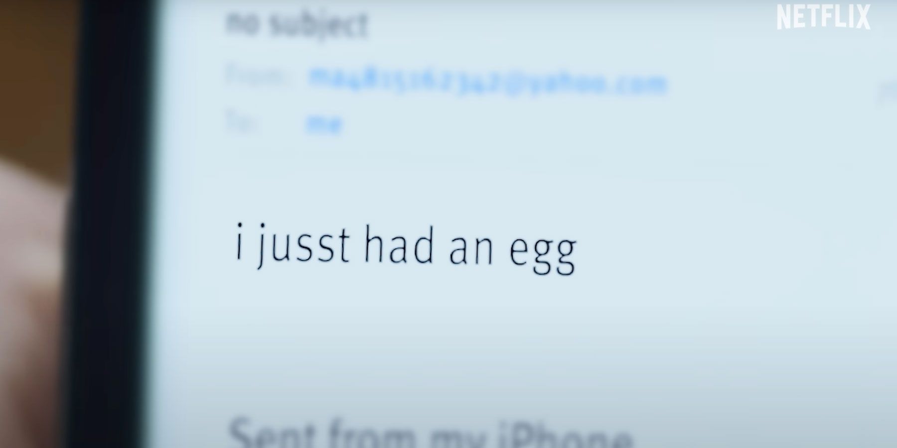 Martha's text to Donny in Baby Reindeer telling him she just had an egg