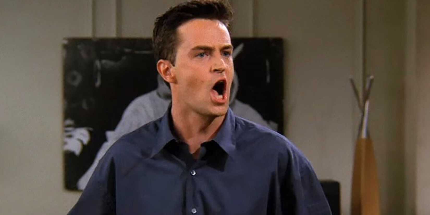 Matthew Perry as Chandler Bing shouting in Friends