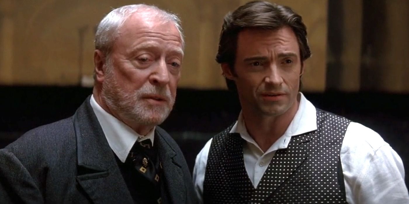 John Cutter and Robert Angier looking in the same direction in The Prestige