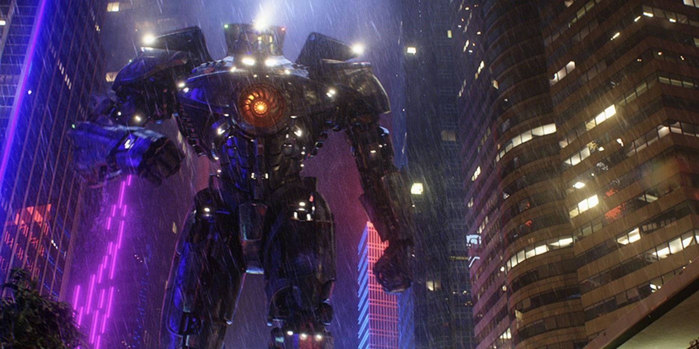 Gipsy Danger walking through Shanghai in &lsquo;Pacific Rim&rsquo;