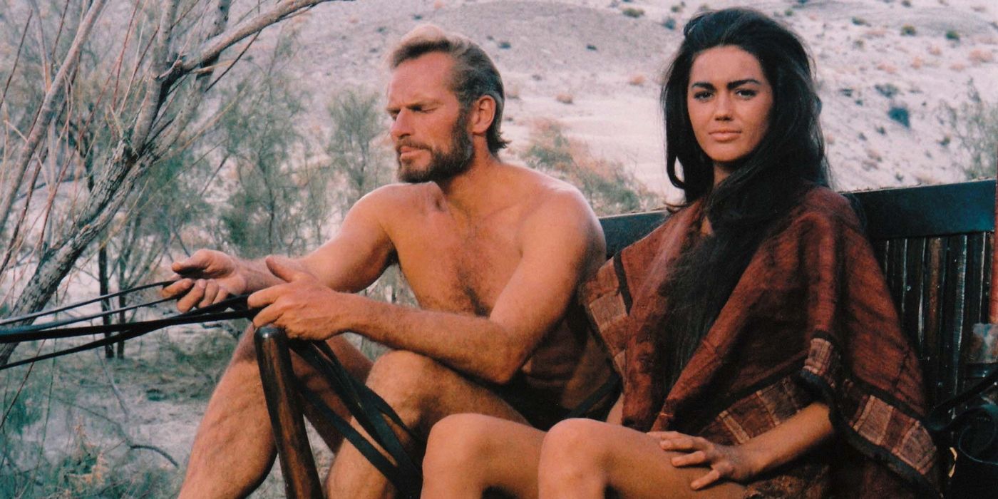 Charlton Heston and Linda Harrison in Planet of the Apes