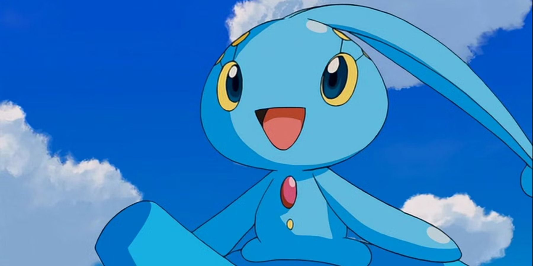A still from Pokemon Ranger and the Temple of the Sea featuring Manaphy, the mythical Seafaring Pokémon.