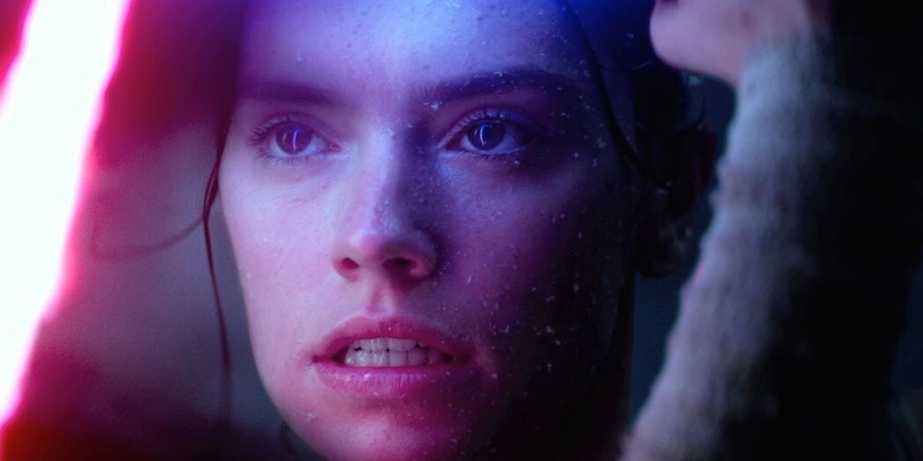Young Jedi Rey, played by Actor Daisy Ridley, duels Kylo Ren in the snow of Starkiller Base in 'Star Wars: The Force Awakens'