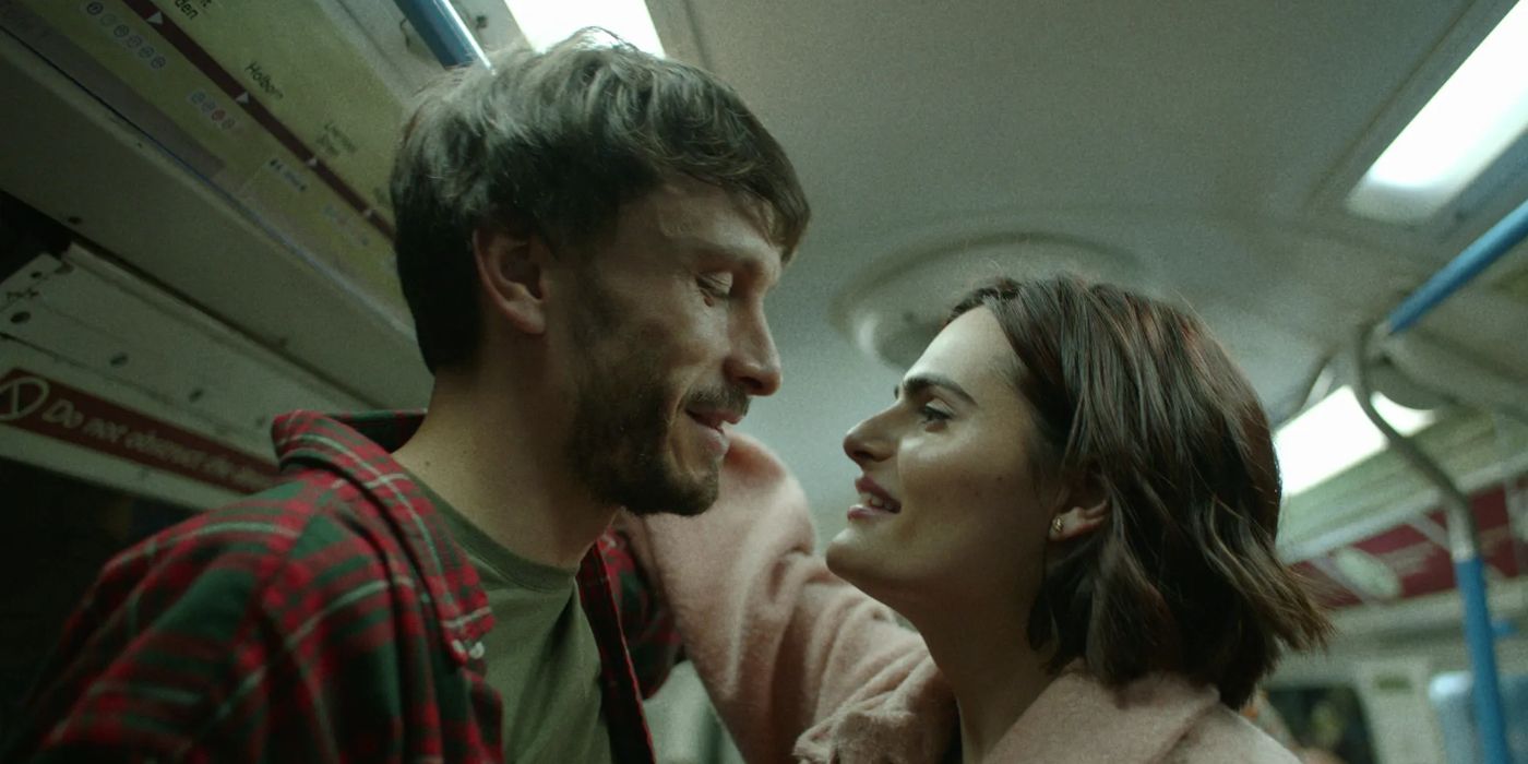 Richard Gadd as Donny flirts with Nava Mau as Teri on a bus in 'Baby Reindeer'