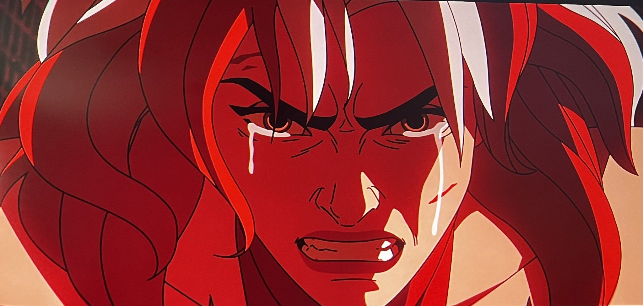 a close up of Rogue with tears in her eyes in Episode 5 of X-Men 97 