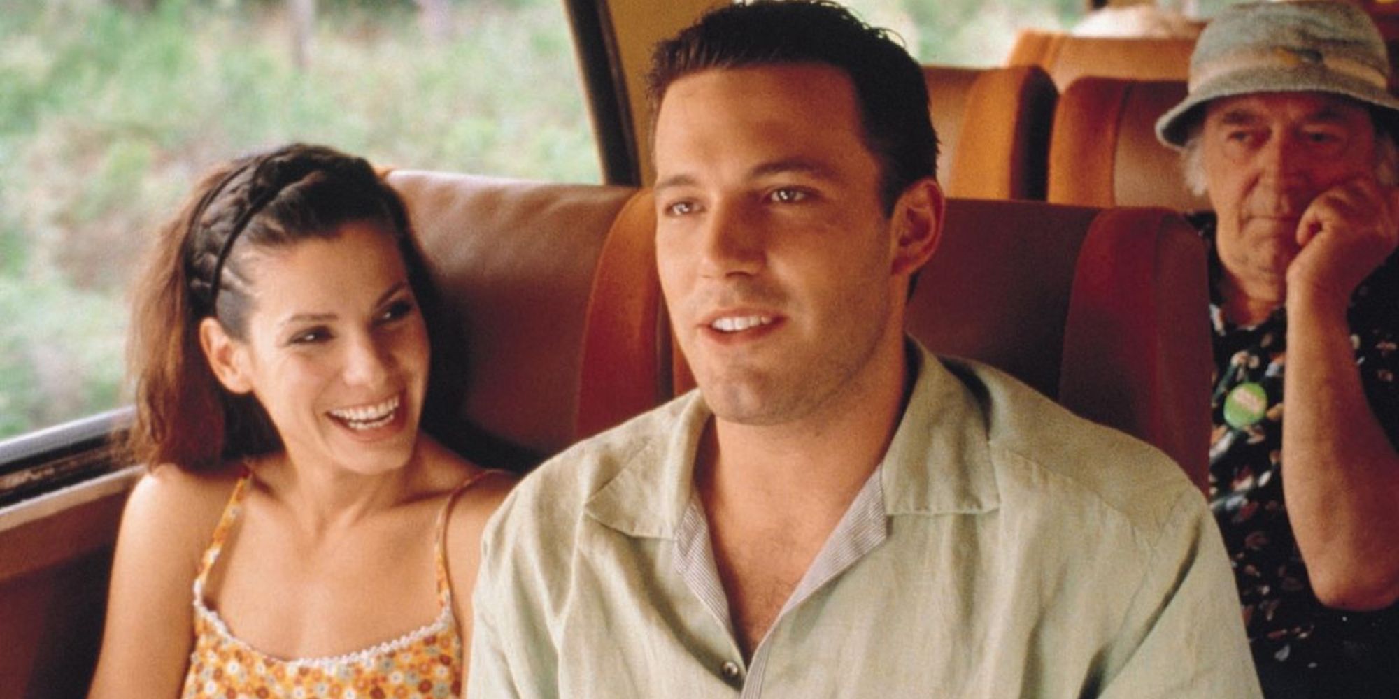 Sandra Bullock and Ben Affleck on a bus in Forces of Nature (1999).