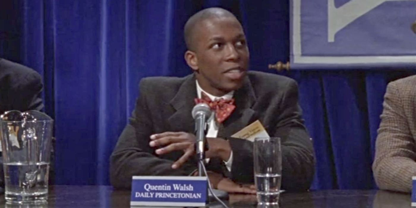 Leslie Odom Jr. as Quentin Walsh, sitting on a journalism panel on Gilmore Girls