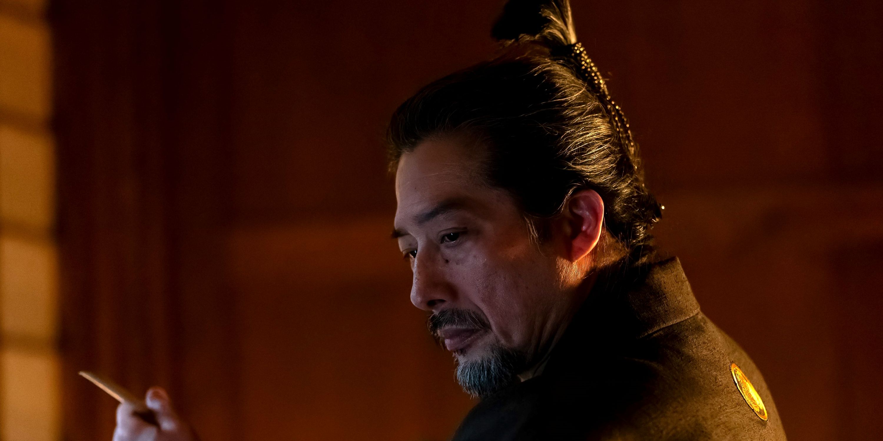Hiroyuki Sanada as Yoshii Toranaga in close up in Episode 8 of FX's Shogun