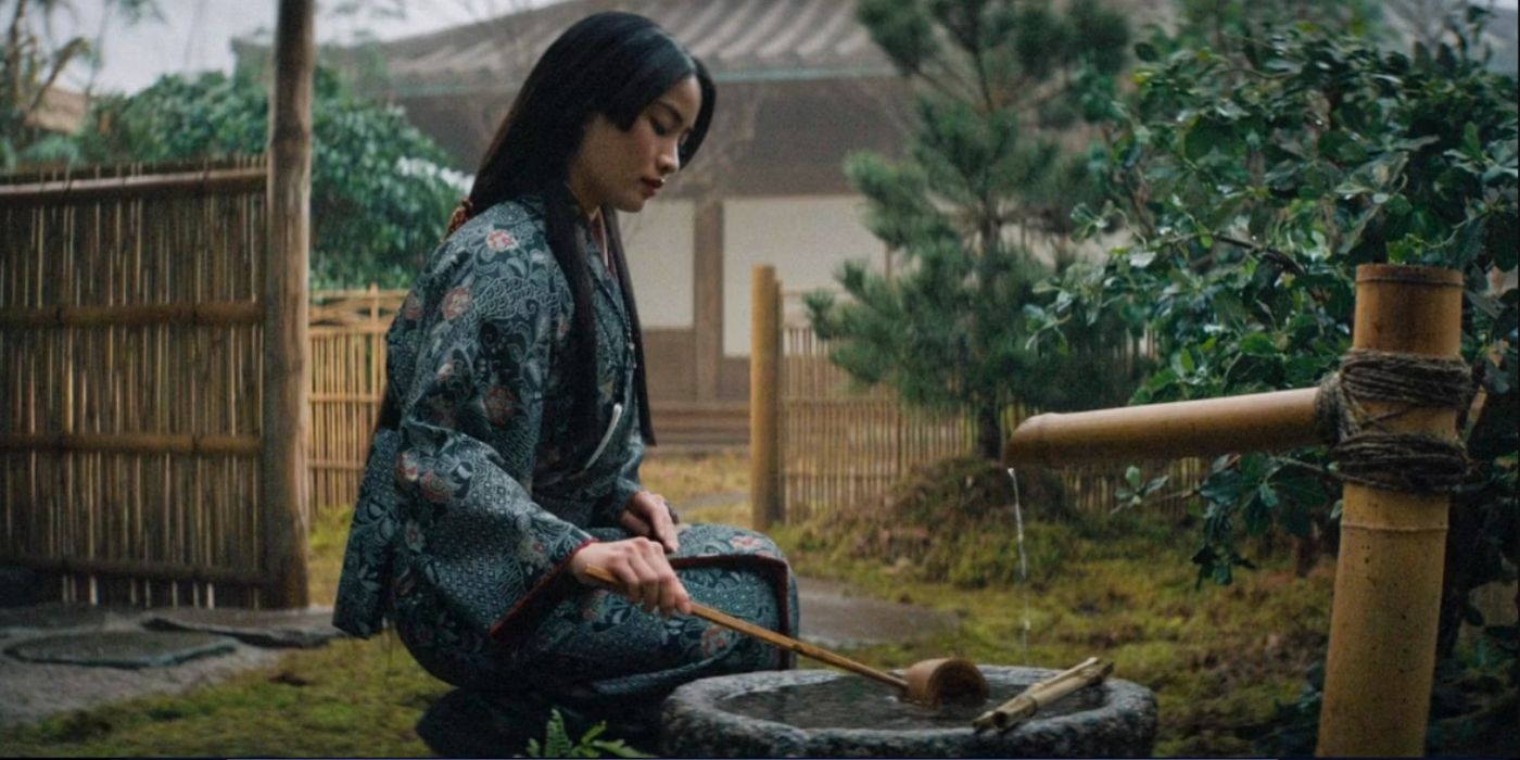 Lady Mariko (Anna Sawai) rinses her hands during a tea ceremony in Shogun