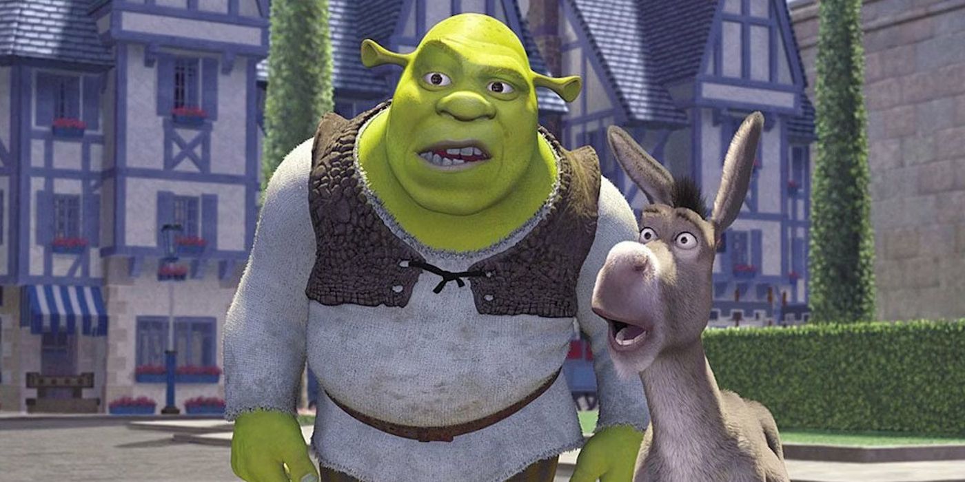 Shrek y Burro confundidos dentro de Shrek