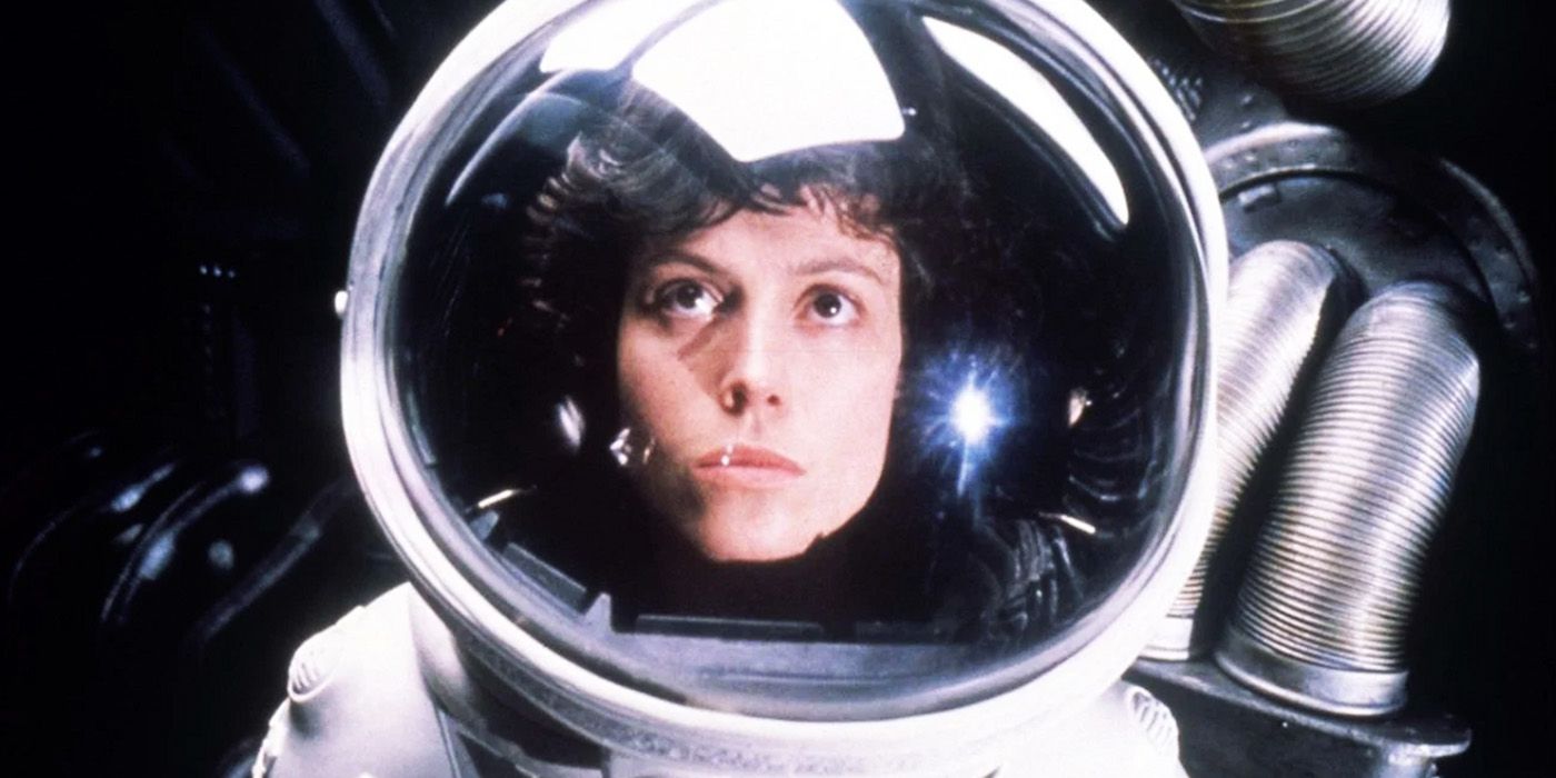 Sigourney Weaver as Ripley in a space suit in Alien