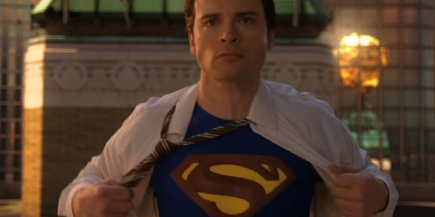 Clark Kent (Tom Welling) rips open his shirt to become Superman in the 'Smallville' series finale, "Finale."