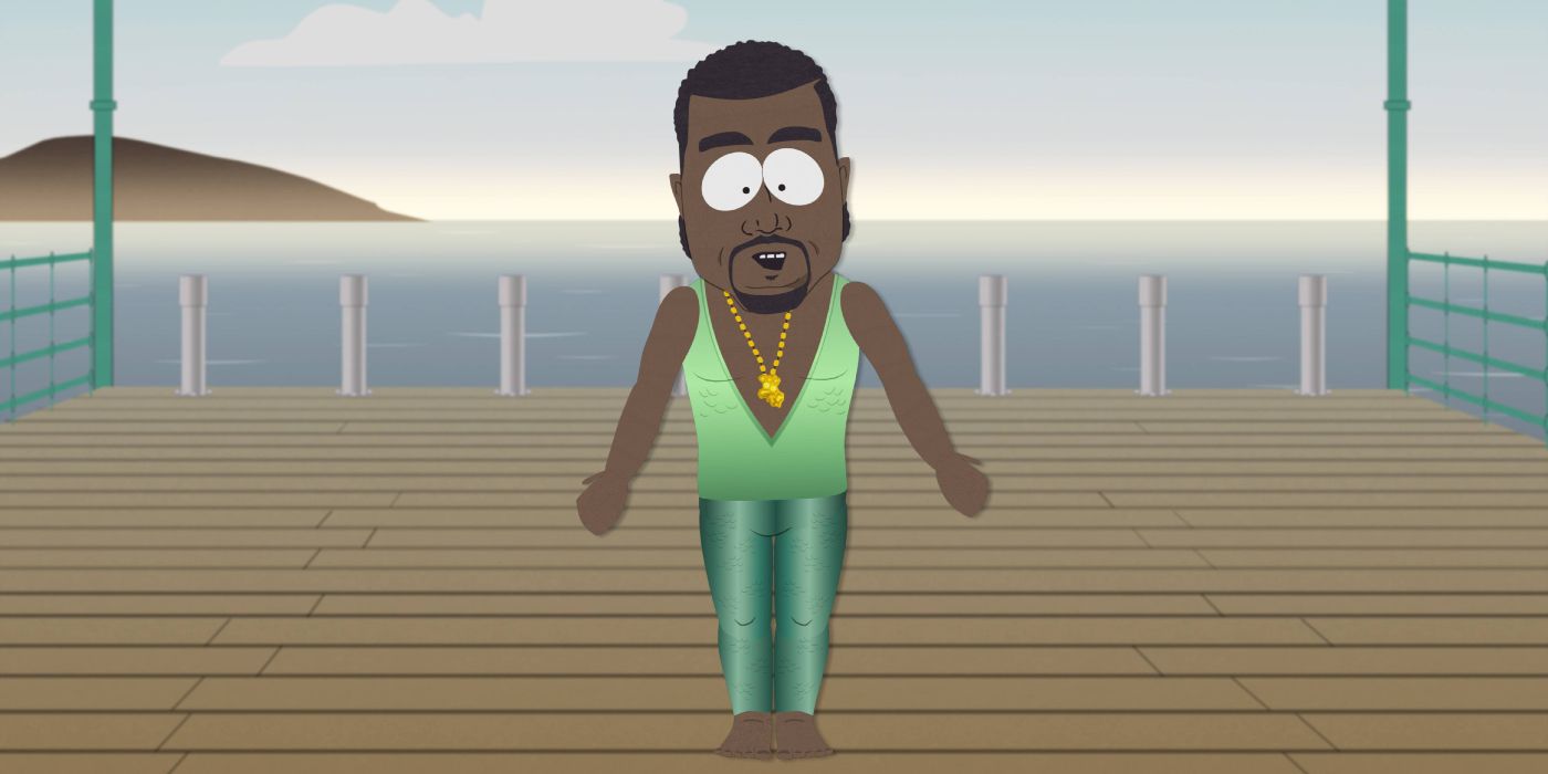 Kanye West stands on a peer ready to embrace that he is a gay fish in the 'South Park' episode "Fishsticks" (2009)