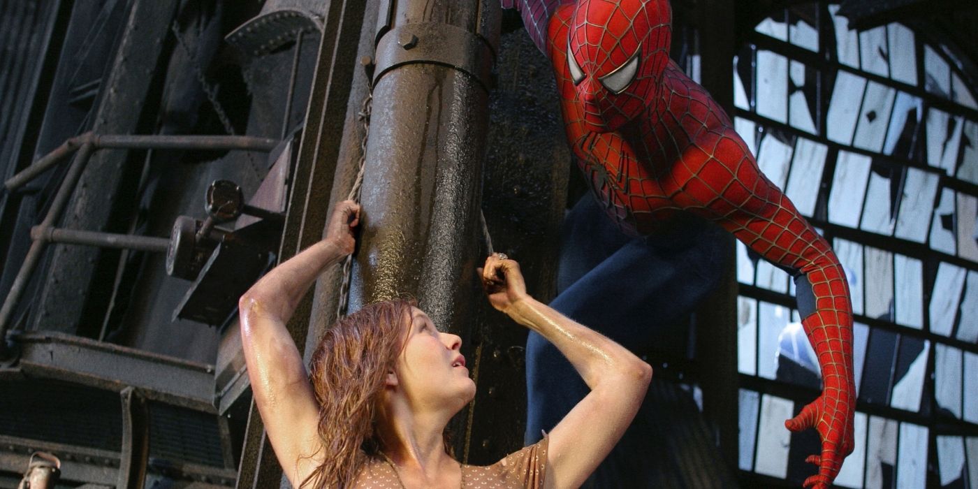 Tobey Maguire as Spider-Man and Kirsten Dunst as Mary Jane in Spider-Man 2