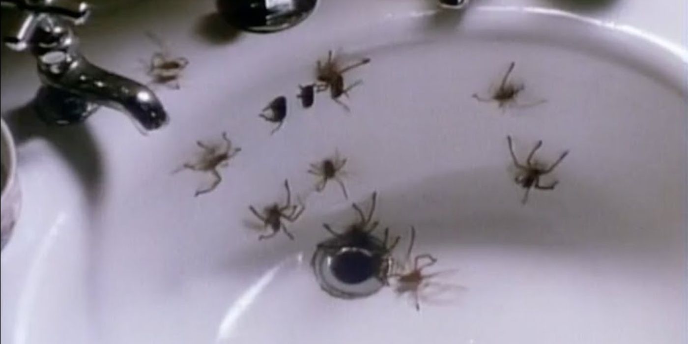 Spiders come crawling out of the sink in 'Arachnophobia'