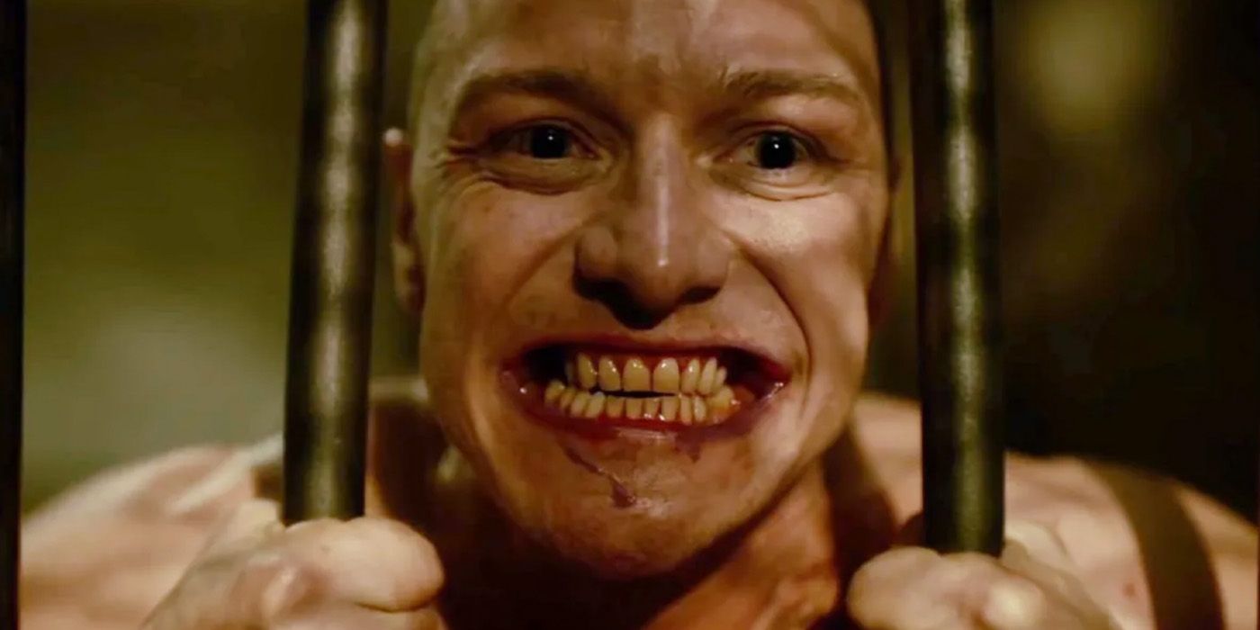 James McAvoy as the Horde aka Kevin Wendell Crumb at the end of 'Split'