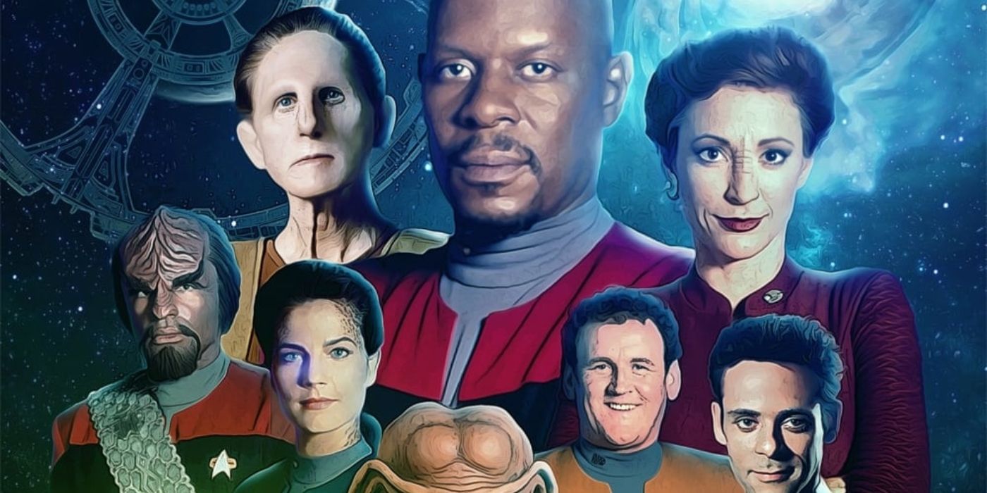 The cast of Star Trek: Deep Space Nine in a poster for the series