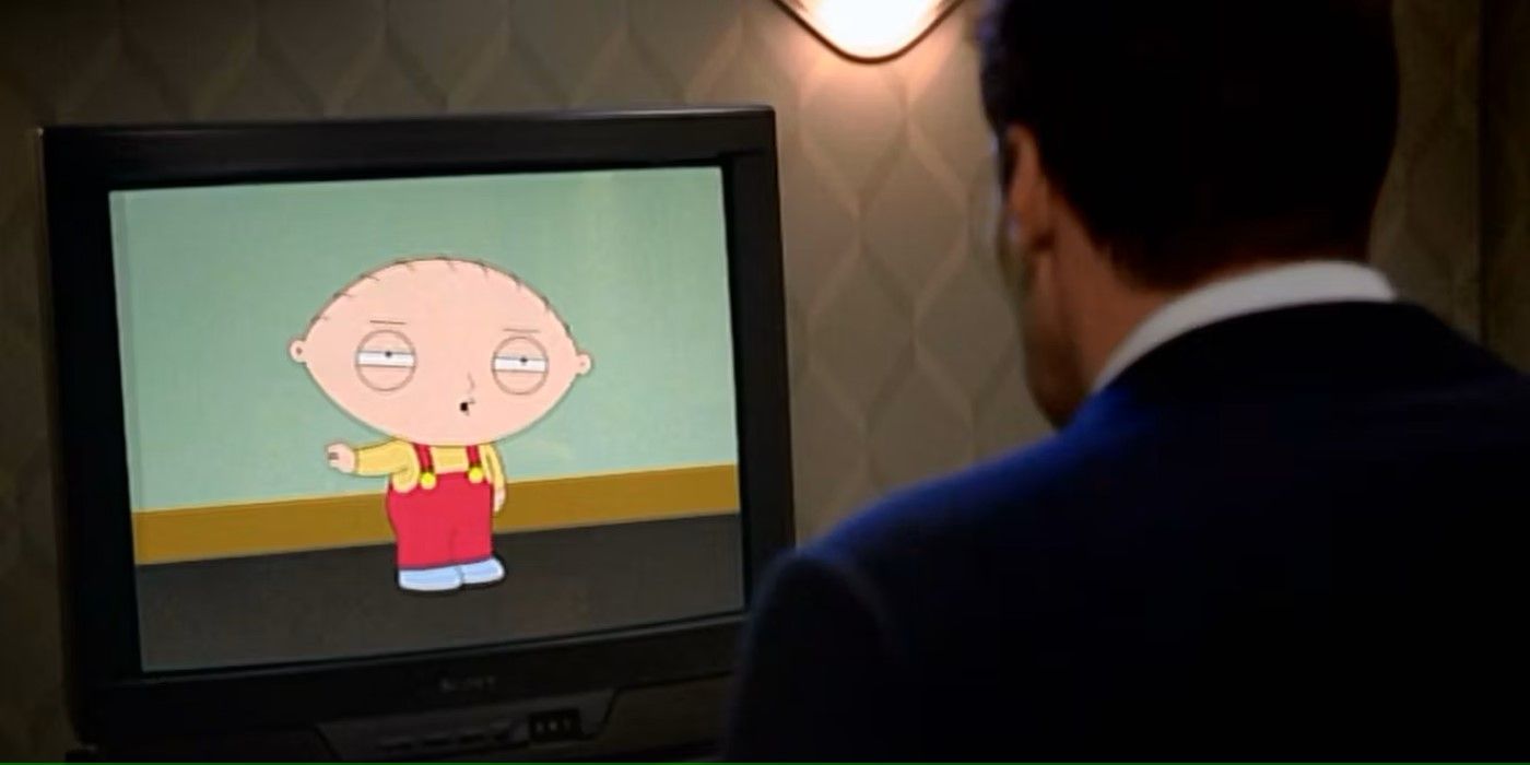 Booth (David Boreanaz) watches Stewie Griffin on his TV on 'Bones'