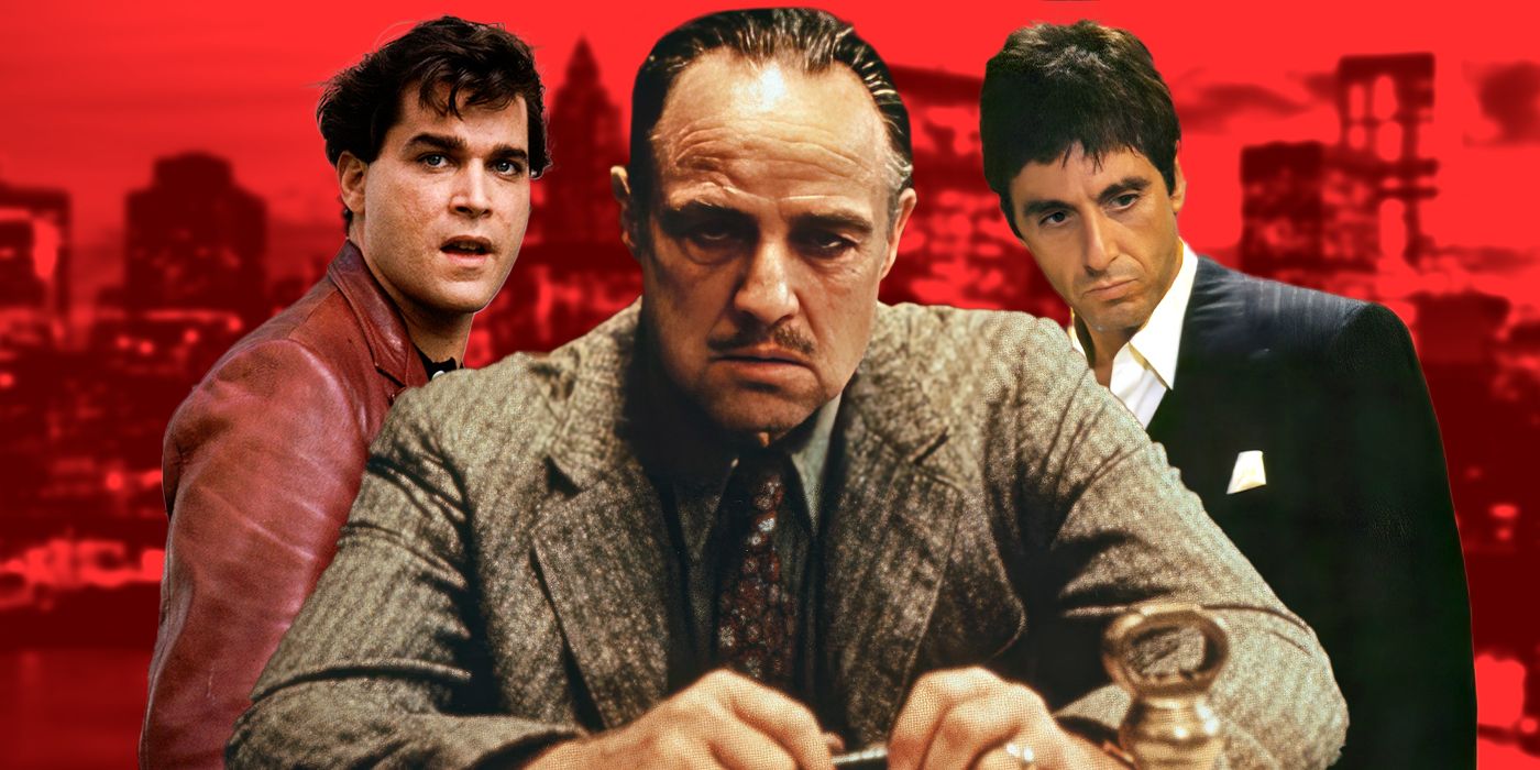 Stills from Goodfellas, The Godfather, and Scarface