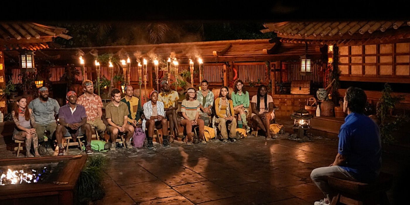 The new merged tribe at Tribal Council on 'Survivor 46.'