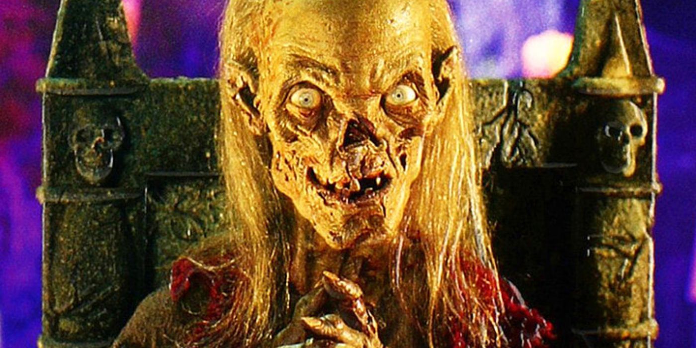 The cryptkeeper sitting in a chair