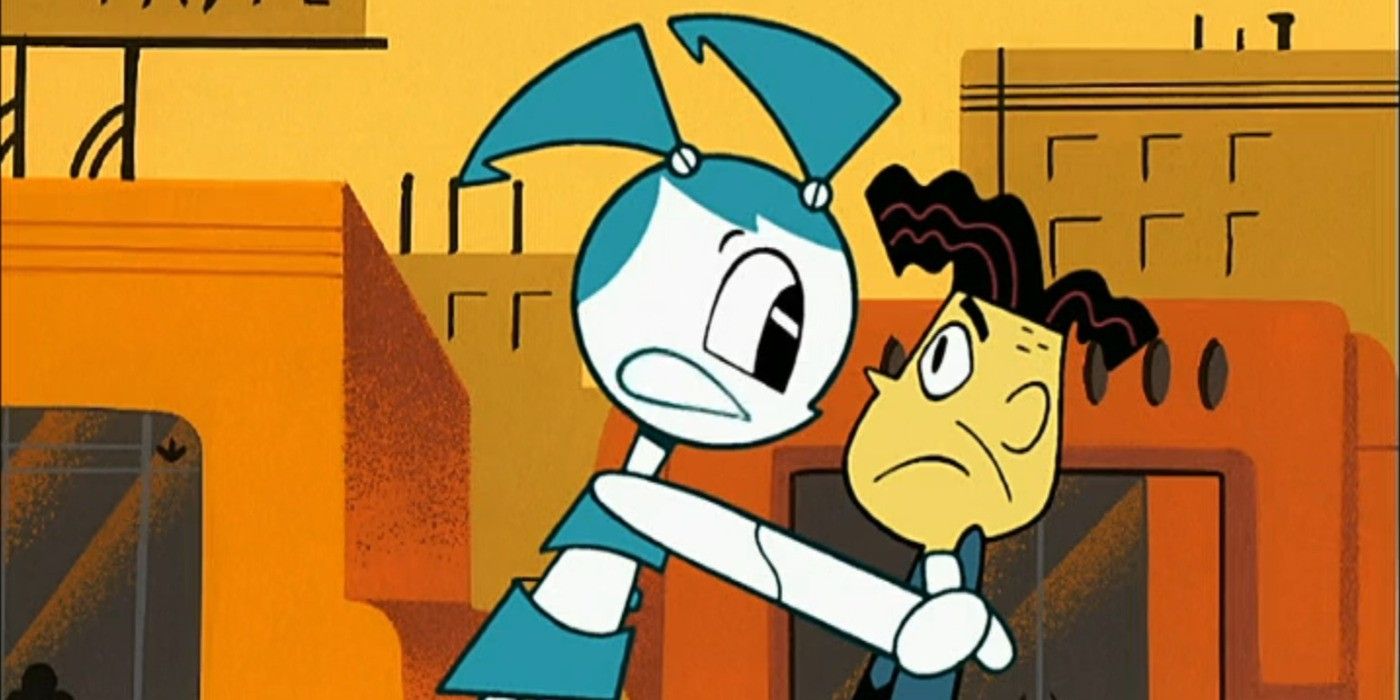 Jenny Wakeman grabbing onto a random citizen and attempting to speak to them in the My Life as a Teenage Robot episode 'Speak No Evil'.