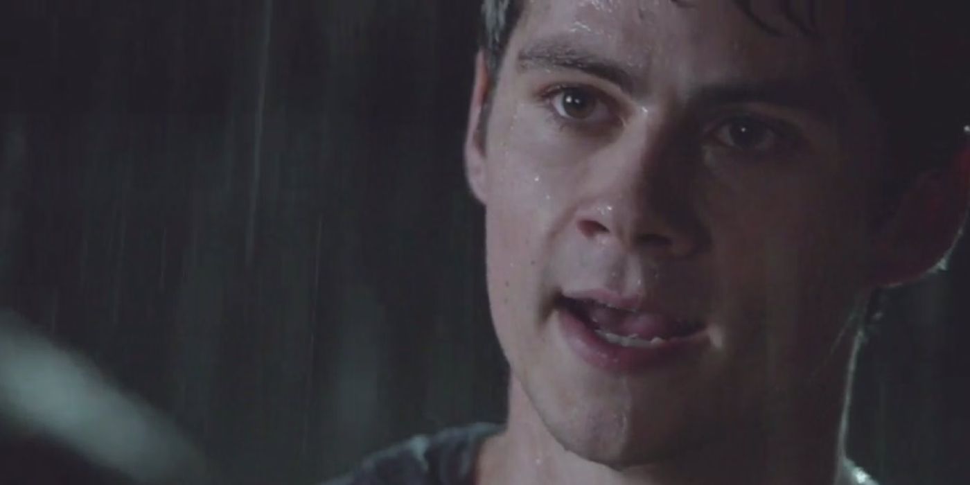 Dylan O'Brien looking exhausted and sweaty in Teen Wolf