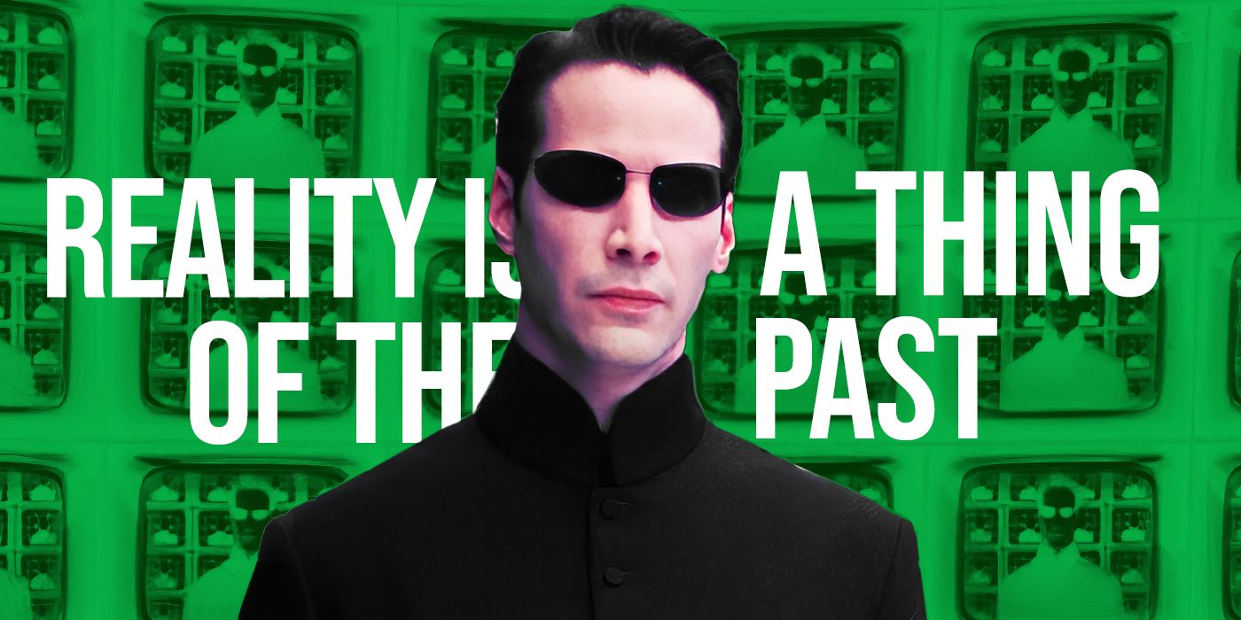 Blended image showing Neo from The Matrix with a quote in the background.