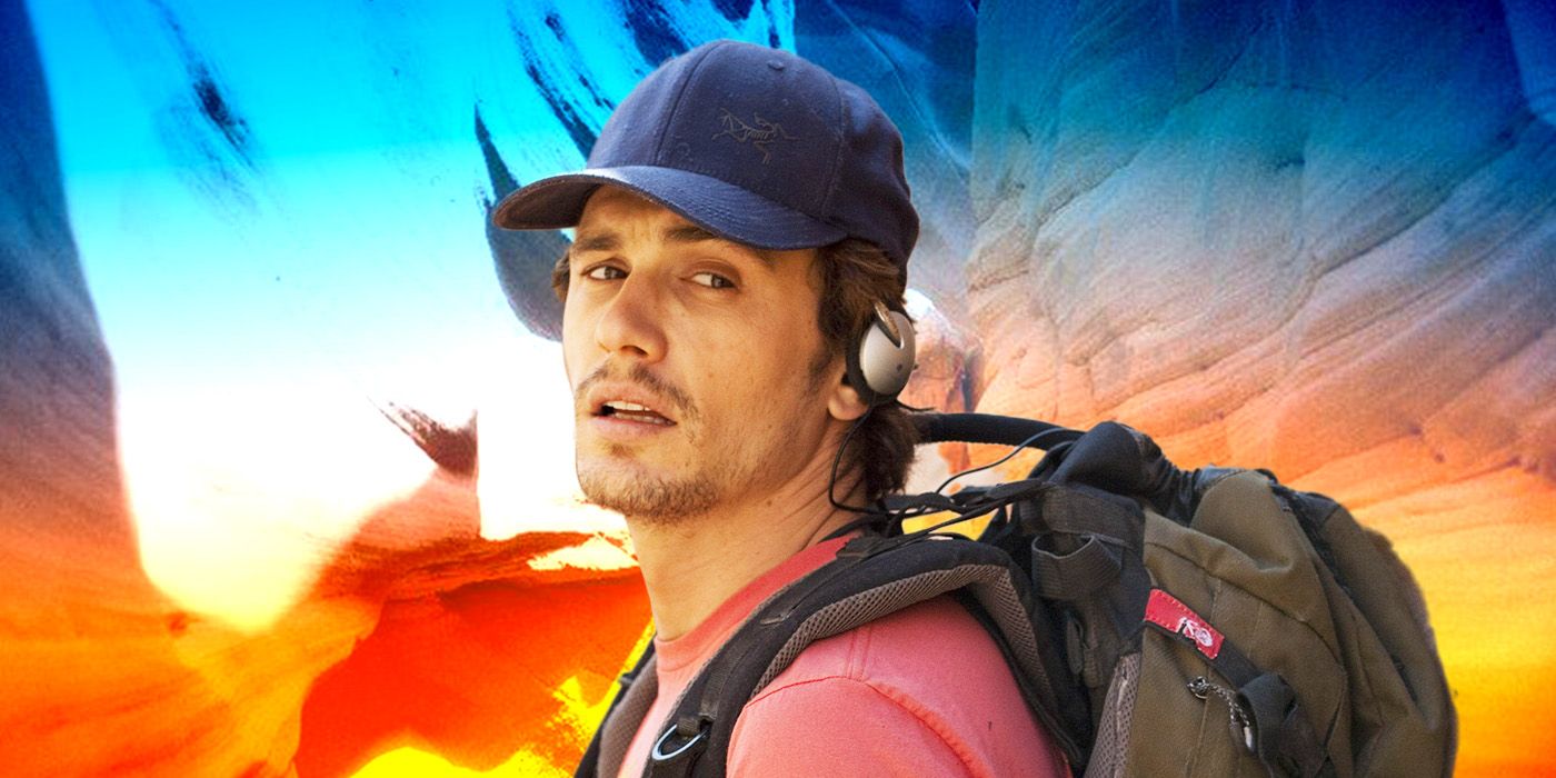 Feature image of James Franco in front of red, yellow and blue cliffs in 127 Hours