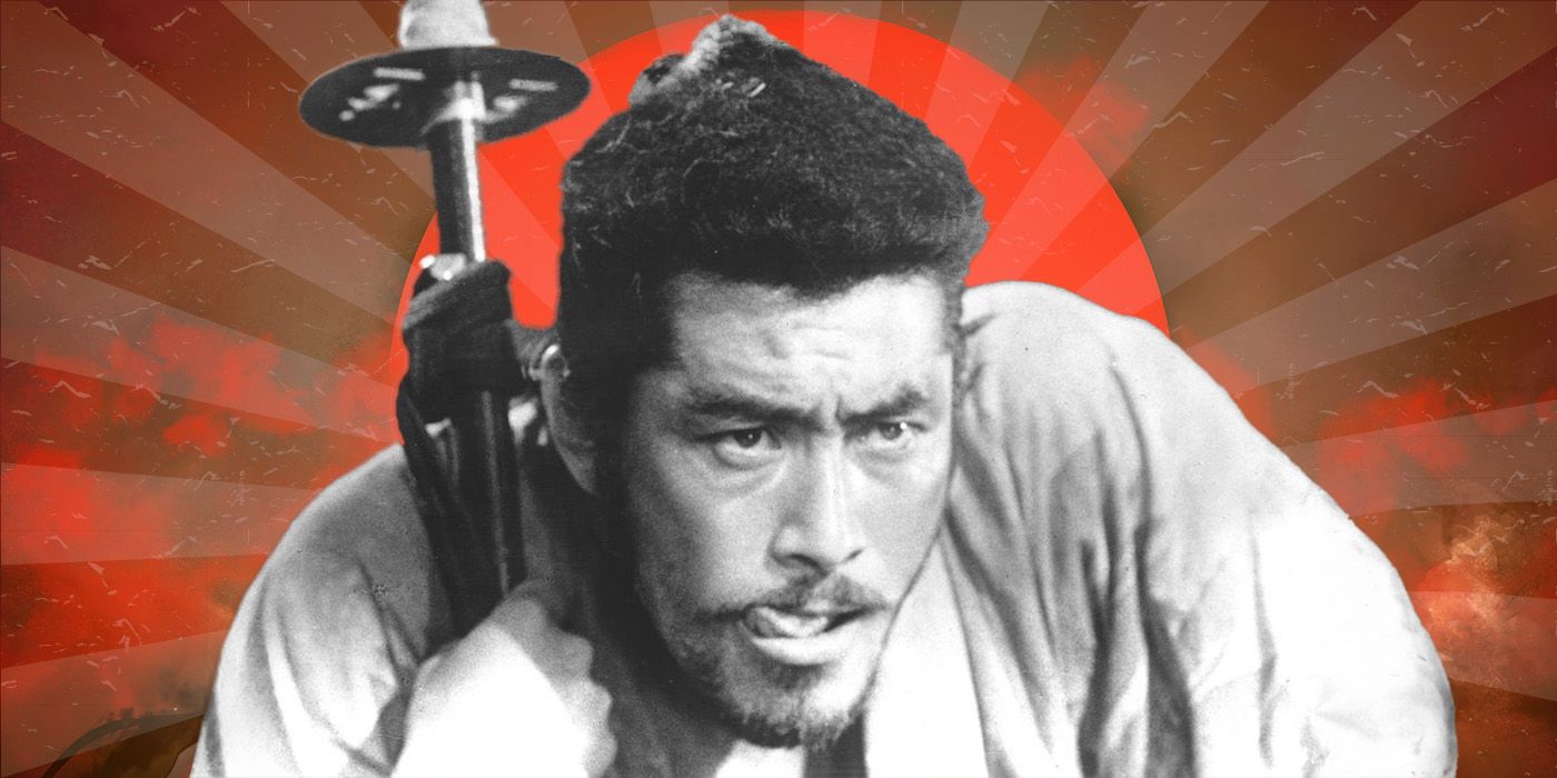 Blended image showing a samurai looking itnently with a red background.