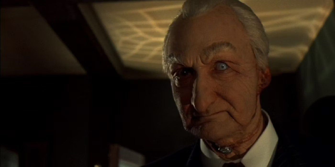 An old man looking menacingly