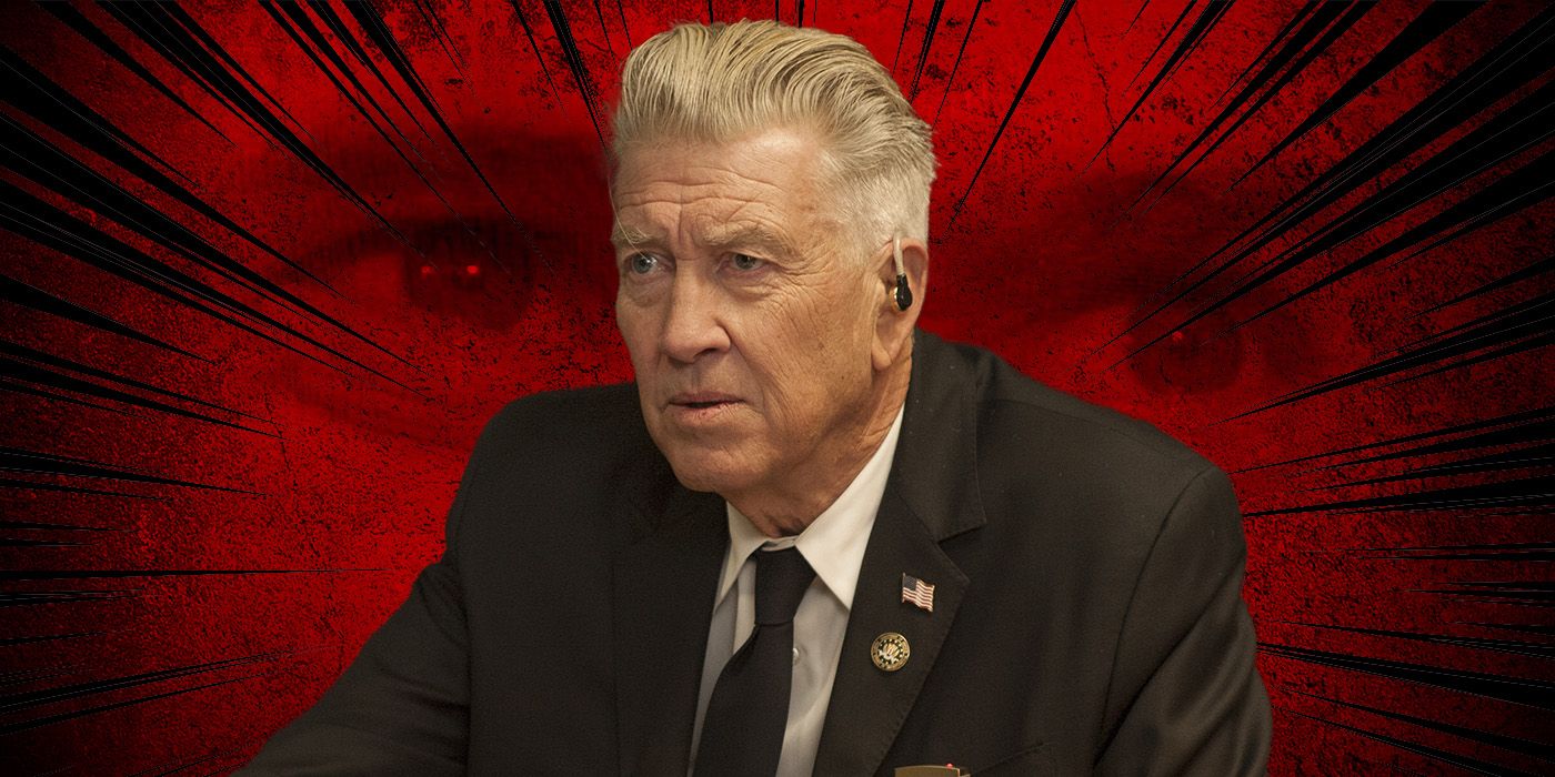 A custom image of David Lynch in Twin Peaks against a background zoomed in on Willem Dafoe's eyes as Bobby Peru from Wild at Heart