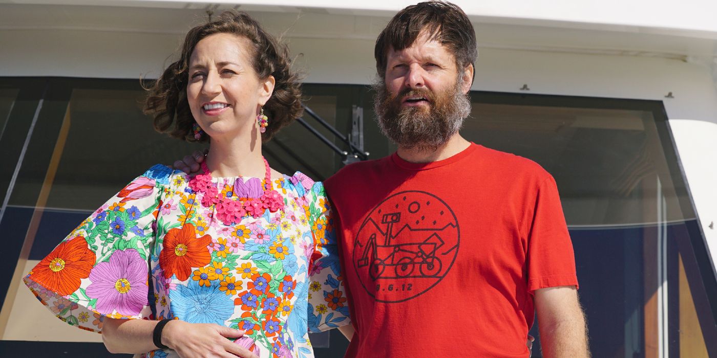 Kristen Schaal and Will Forte stand on a boat in 'The Last Man on Earth.'