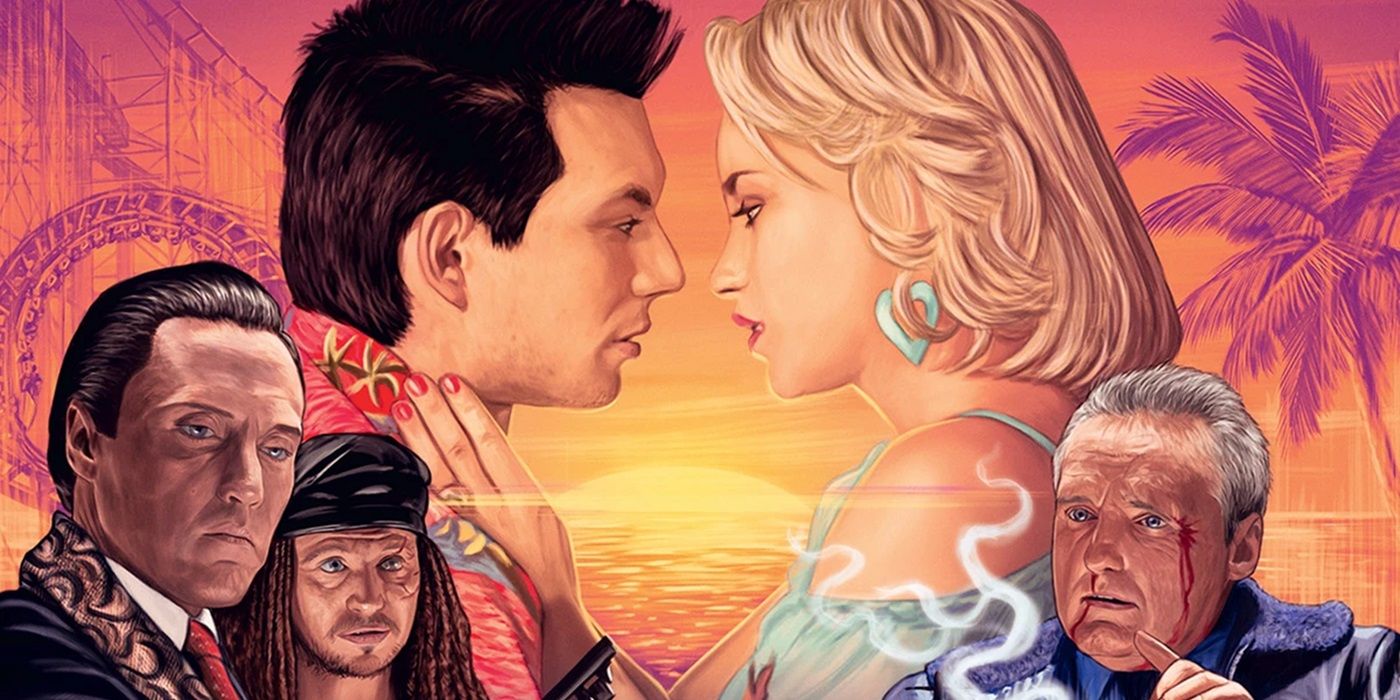 Christian Slater and Patricia Arquette on a cropped poster for True Romance's 4K UHD release