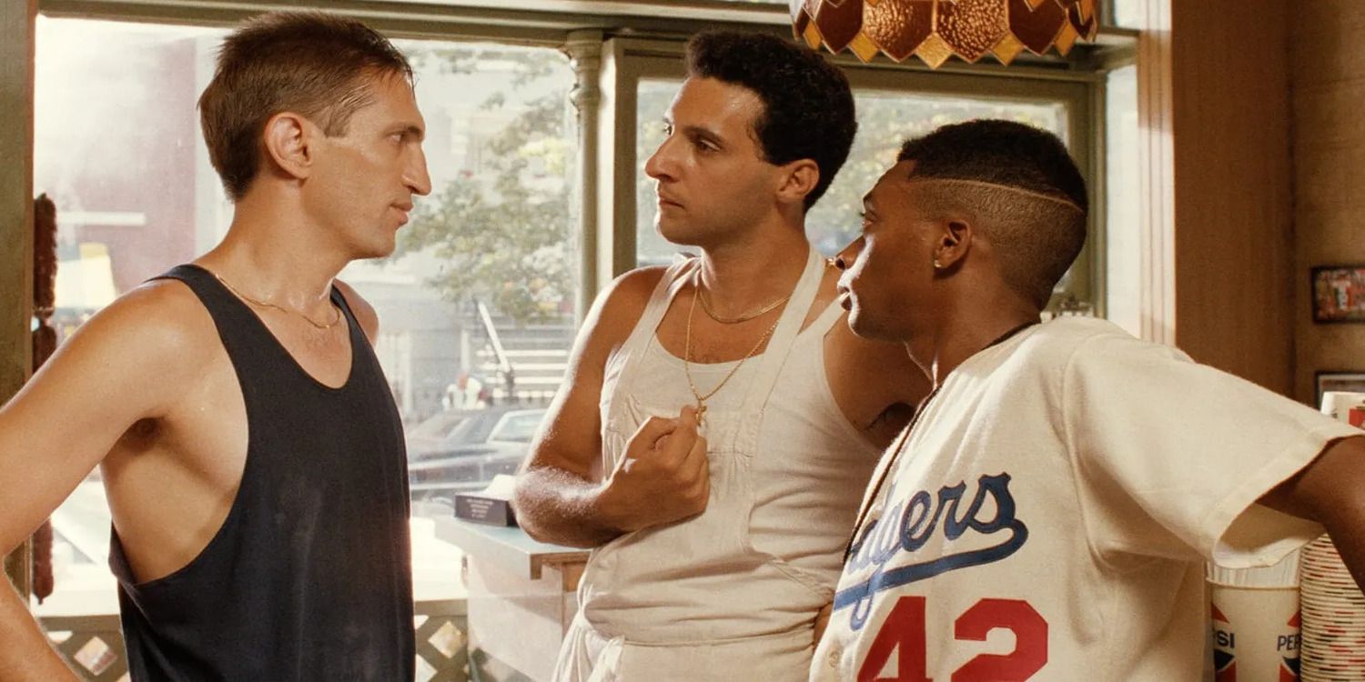 Mookie talks with Pino and Vito in Spike Lee's 'Do the Right Thing'