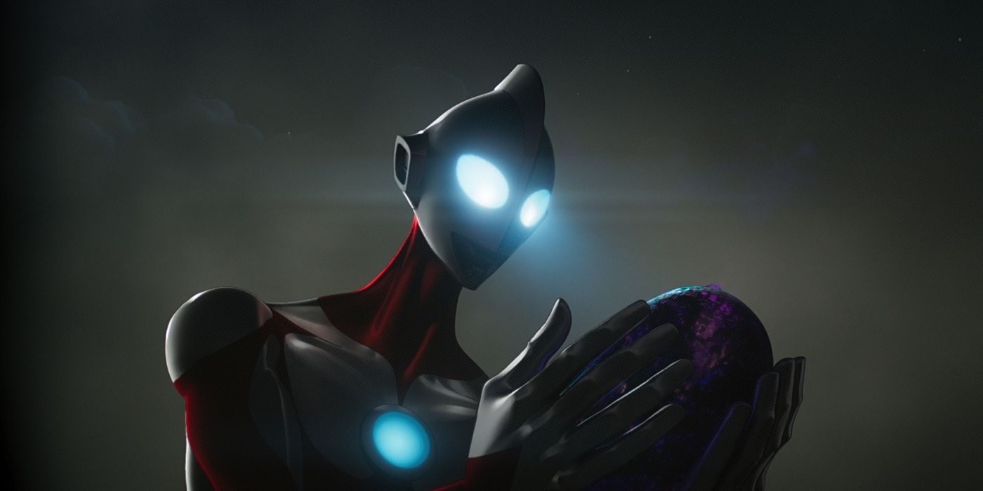 Ultraman shines light on something in its hands in Ultraman: Rising 