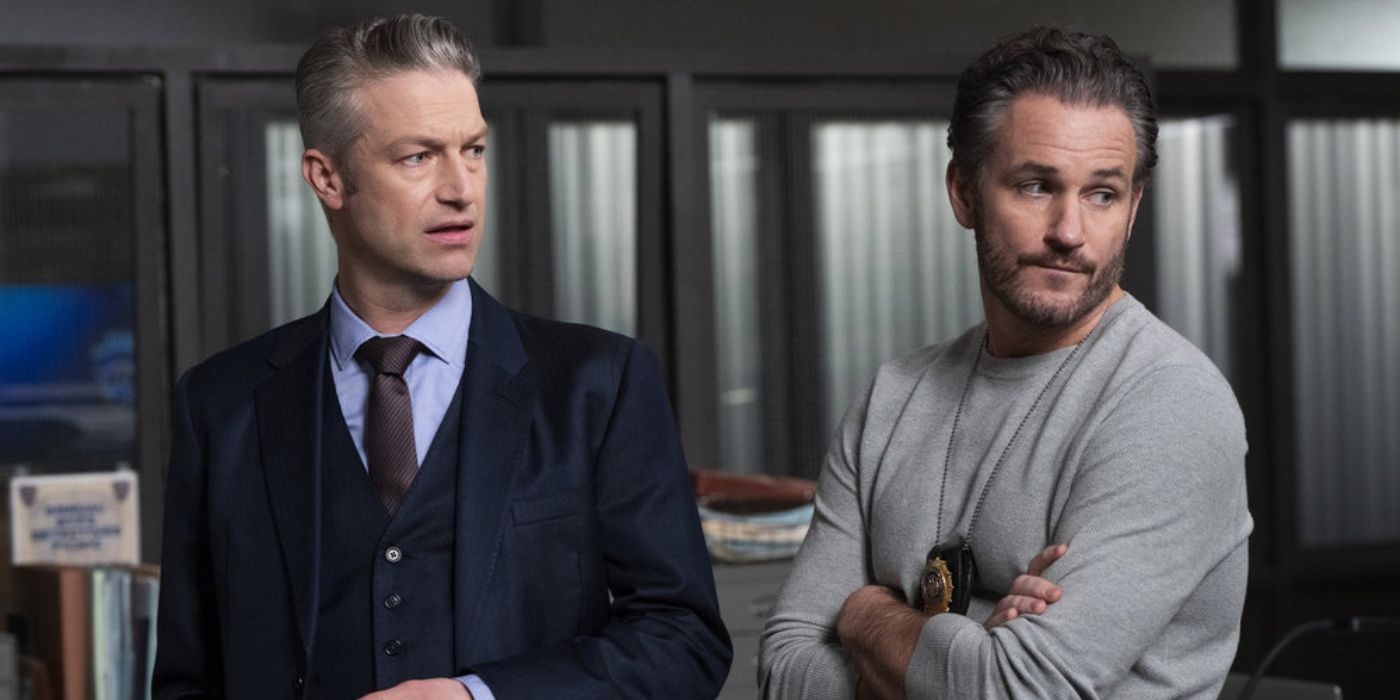 Peter Scanavino as Sonny Carisi and Kevin Kane as Terry Bruno in SVU