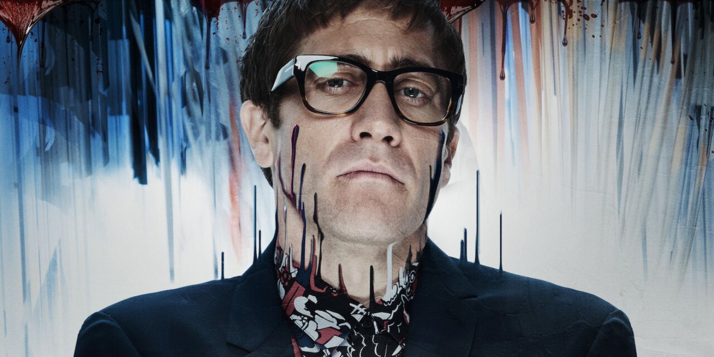 Jake Gyllenhaal covered in paint in Velvet Buzzsaw poster cropped