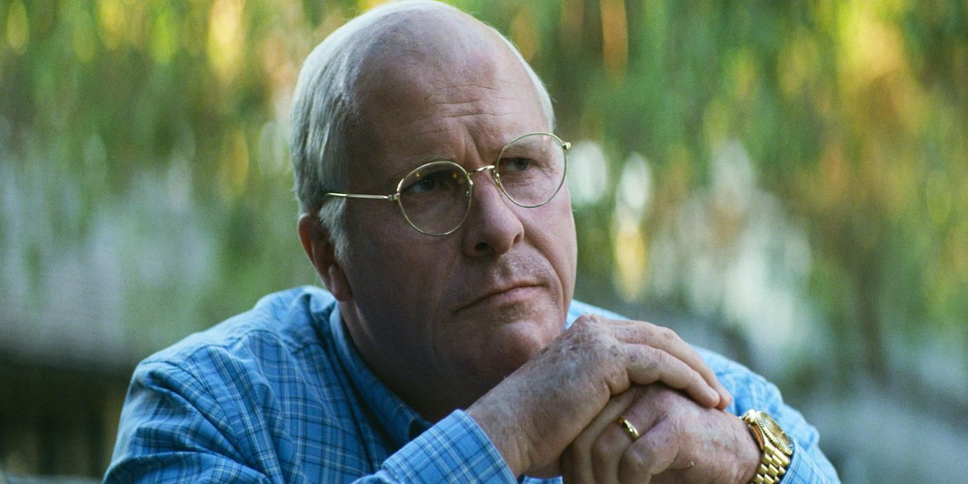 Dick Cheney looking pensive in Vice