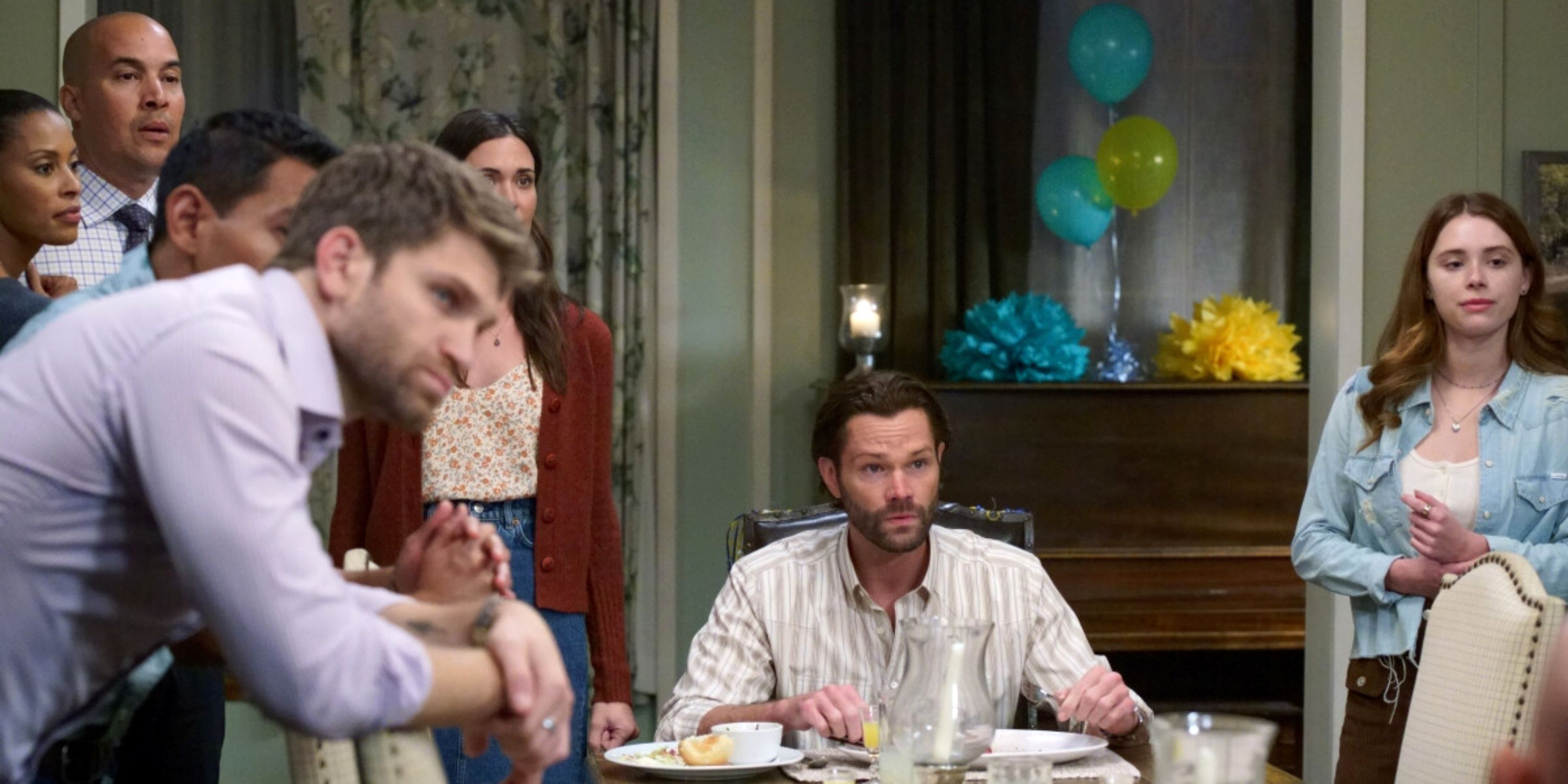 Jared Padalecki as Cordell Walker at the birthday dinner in Walker season 4