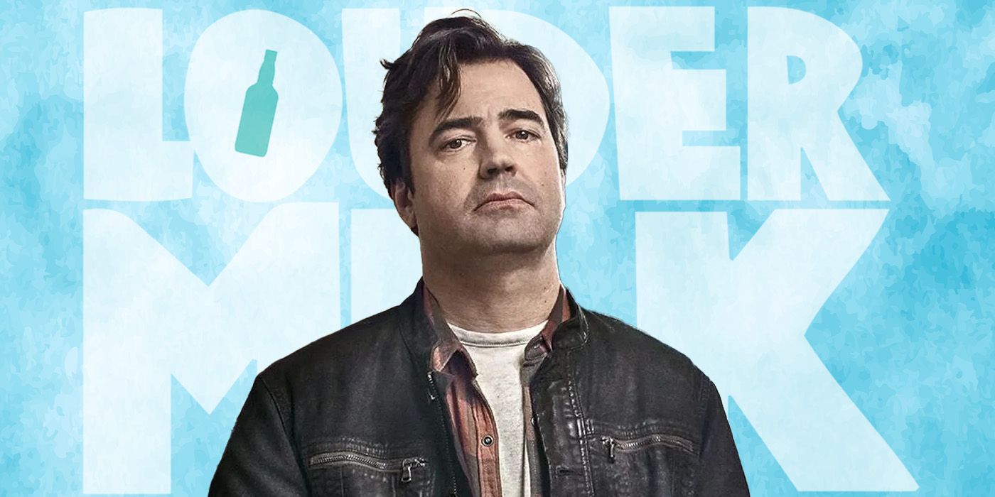 Ron Livingston standing in front of a background that says Loudermilk