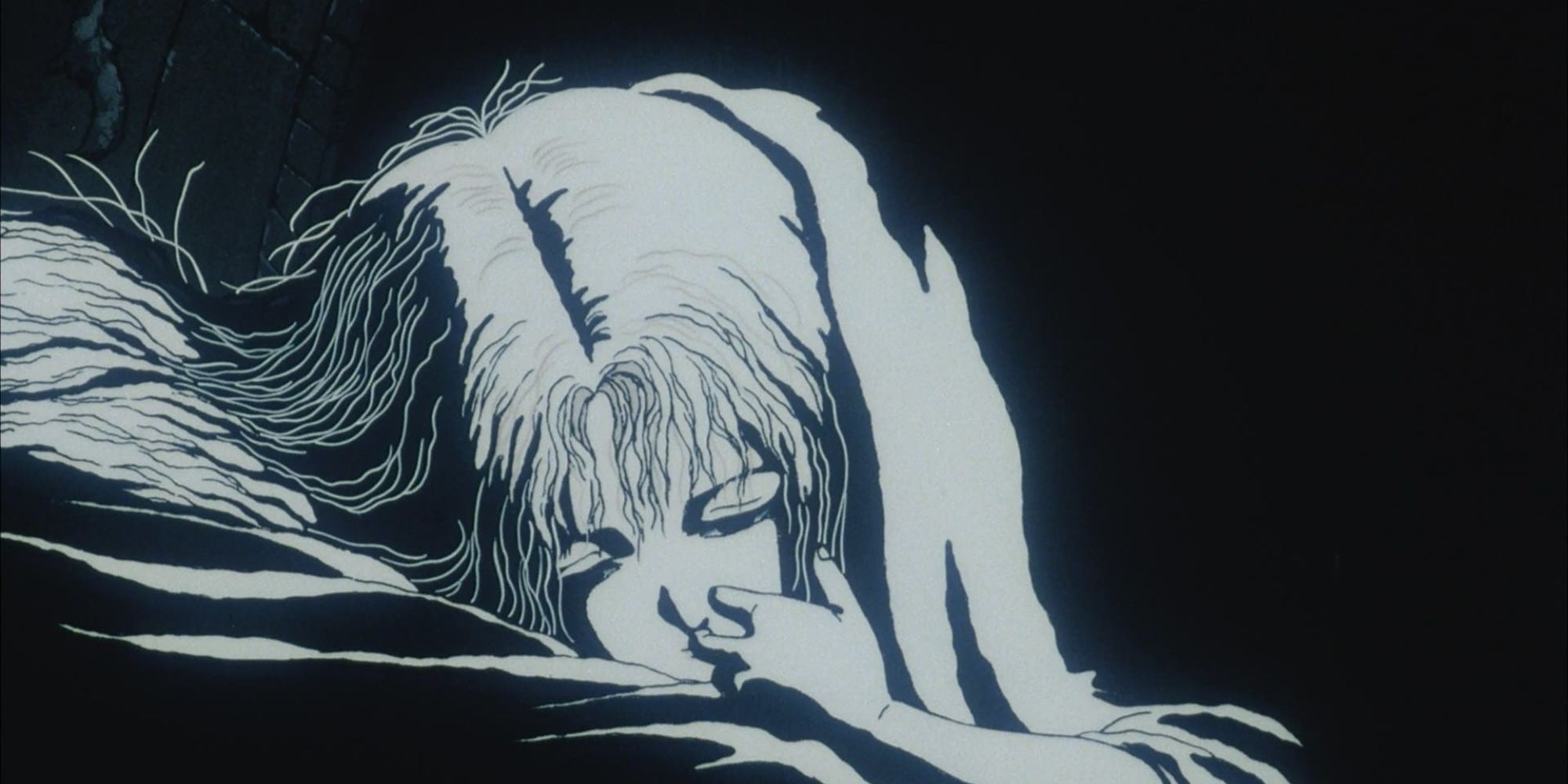 Close-up of a young woman sleeping in Angel&rsquo;s Egg