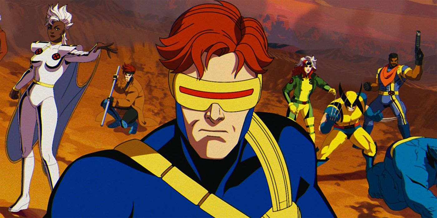 Cyclops in front of the X-Men in X-Men '97