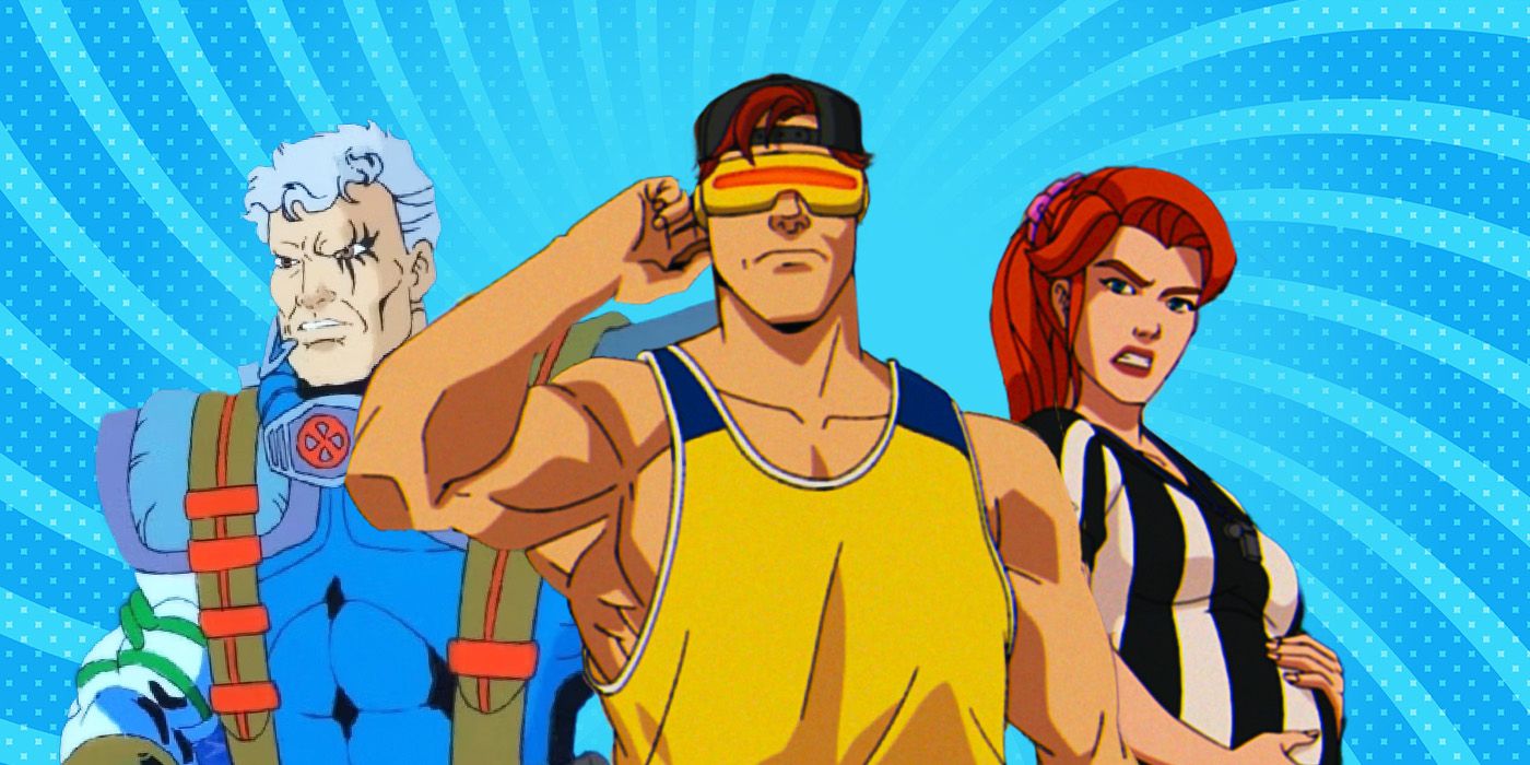 Scott Summers (Cyclops) flanked by his son Nathan Summers (Cable) and a pregnant Madelyne Pryor, Jean Grey's Clone