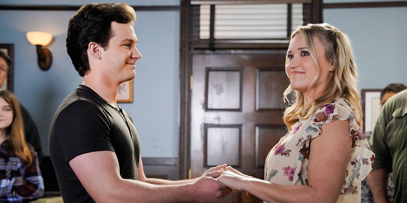     Montana Jordan as Georgie and Emily Osment as Mandy get married in Season 7 of Young Sheldon