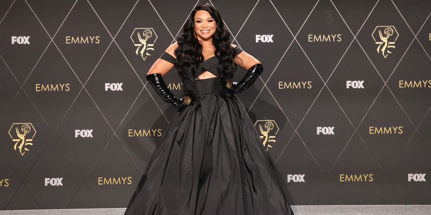 Tisha Campbell on the red carpet at the 75th Emmy Awards