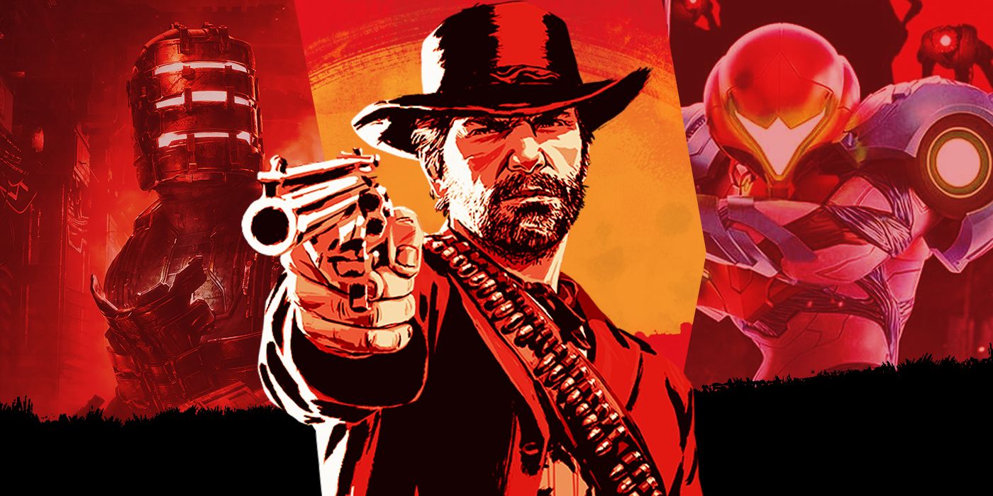 Blended image showing characters from the video games Deep Space, Red Dead Redemption, and Metroid