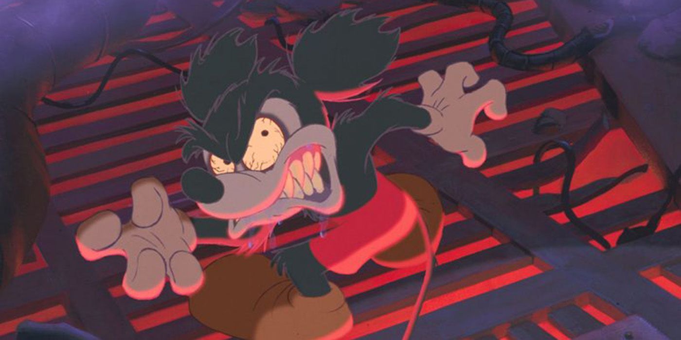Mickey Mouse looking feral in Mickey Mouse and the Runaway Brain