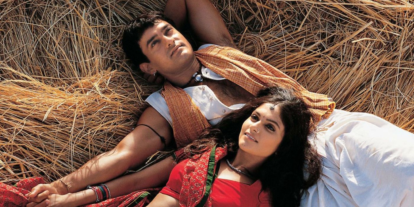 Aamir Khan and Gracy Singh lying down in Lagaan- Once Upon a Time in India (2001)